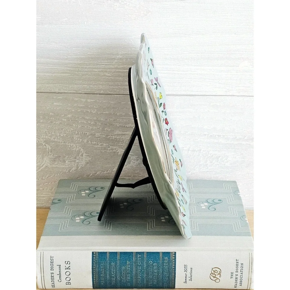 The Mud Fairy Floral Picture Frame Handpainted Stoneware, 4×4 inches